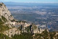 Montserrat Monastery is spectacularly Benedictine Abbey in the mountains near Barcelona, Catalonia,Spain.Montserrat.Panorama of th Royalty Free Stock Photo