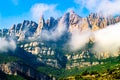 Montserrat mountains in light clouds Royalty Free Stock Photo