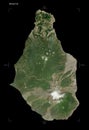 Montserrat shape on black. Low-res satellite