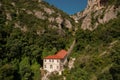 Montserrat mountain funicular station. Montserrat Abbey. Spain