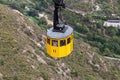 Montserrat, Spain - September 21, 2021: Cable car cabin that goes up to the Montserrat mountain in which are located the abbey and