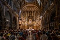 Montserrat, Spain - September 03 2019: The famous boys choir performs at a mass in front of audience.