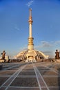 Monumen Arch of Independence in sunset. Turkmenistan. Royalty Free Stock Photo