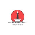 Monumen Nasional Jakarta to indonesian line art logo minimalist illustration vector design . traditional Royalty Free Stock Photo