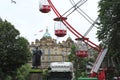 Monument Adam Black, view of the old town and Ferris wheel at the Fringe Festival Edinburgh, Scotland