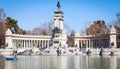 Monument Alfonso XII and boating lake Royalty Free Stock Photo