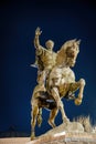 Monument Amir Timur or Tamerlane at nighttime in Tashkent.