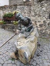 Monument of beggar in Mukachevo castle, Ukraine