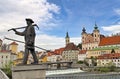 Monument on bridge in old town of Steyr