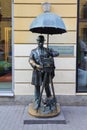 Monument bronze photographer and bulldog in Saint Petersburg - Saint Petersburg, Russia, August 2020.