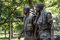 Monument and bronze statue of the three soldiers, monument honoring Vietnam Veterans on the National Mall. Royalty Free Stock Photo