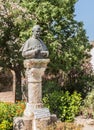 A monument, a bust of Pope Paul VI on Mount Tabor