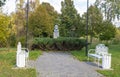 Monument-bust to the writer I.S. Turgenev in the park \