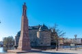 Monument of Carl XIV Johan and Orebro Slott castle in Orebro, Sweden Royalty Free Stock Photo