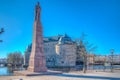 Monument of Carl XIV Johan and Orebro Slott castle in Orebro, Sweden