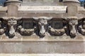 Monument with carved stone animal heads in front of the Bellas Artes museum in Santiago do Chile Royalty Free Stock Photo