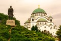 Monument comemorating Karageorge and orthodox temple of Saint Sava in Belgrade, Serbia Royalty Free Stock Photo