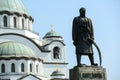 Monument commemorating Karadjordje Petrovic in front of Cathedral of Saint Sava in Belgrade - Serbia Royalty Free Stock Photo