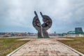 A monument commemorating the victims of the camp