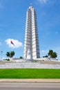 Monument and cuban flag at the Revolution Square in Havana Royalty Free Stock Photo