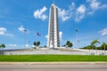 Monument and cuban flag at the Revolution Square in Havana Royalty Free Stock Photo