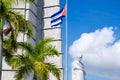 Monument and cuban flag at the Revolution Square in Havana