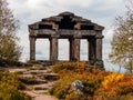 Monument on the Donon mountain peak in the Vosges. Historic sacred place where the rituals of the Celts and Proto-Celts took place