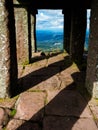 Monument on the Donon mountain peak in the Vosges. Historic sacred place where the rituals of the Celts and Proto-Celts took place