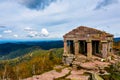 Monument on the Donon mountain peak in the Vosges. Historic sacred place where the rituals of the Celts and Proto-Celts took place