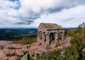 Monument on the Donon mountain peak in the Vosges. Historic sacred place where the rituals of the Celts and Proto-Celts took place