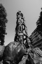 Monument of Els Castellers monument, meaning pyramid of people, built traditionally at festivals in the Catalonia region Royalty Free Stock Photo