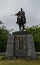 Monument of Emperor Todo Takatora in Fukiage Park, near water castle Imabari. Imabari, Ehime Prefecture, Japan