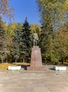 The monument of the famous Indian political and spiritual leader Mahatma Gandhi on the Lomonosovskiy prospect. Moscow, Russia