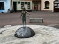 Monument - fountain of Saint Teresa Benedicta of the Cross (Edyta Stein) as a child on the market in Lubliniec,