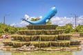 Monument of the fountain in the shape of a whale