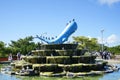 Monument of the fountain in the shape of a whale