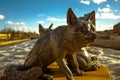 Monument of foxes on the bridge St.Charles Illinois