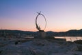 Monument freedom symbol seagull Jonathan Livingston at sunset