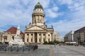 Berlin, Gendarmenmarkt. Historic buildings with French Cathedral and Schiller Monument.on square Gendarmenmarket. Royalty Free Stock Photo