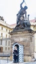 Monument on gate Royal Palace of Prague castle. Prague, Czech