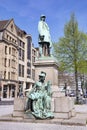 Bismarck monument in Dusseldorf, bronze monument of German Iron Chancellor Royalty Free Stock Photo