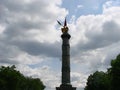 The monument of Glory cast-iron column with the bronze parts and the eagle. Poltava. Ukraine. Royalty Free Stock Photo