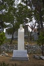 Monument of Greek novelist, academic, journalist, theatrical writer Alexandros Moraitidis, Bourtzi, Skiathos, Greece