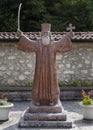 Monument of Hadzi Milentije at medieval monastery Raca at Tara mountain in Serbia