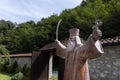 Monument of Hadzi Milentije at medieval monastery Raca at Tara mountain in Serbia Royalty Free Stock Photo