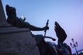 Monument hand holding the moon Royalty Free Stock Photo