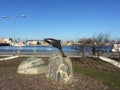 Statue of Monument of harbour porpoise (Phocoena phocoena) in Gdynia, Poland