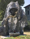 Monument head of an infantry rifleman Bersaglieri in Desenzano, Lake Garda