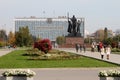 Monument `Heroes of the front and rear` on the Esplanade in Perm. Russia.