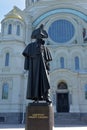 Monument holy righteous Admiral Fedor Ushakov near the Naval cat